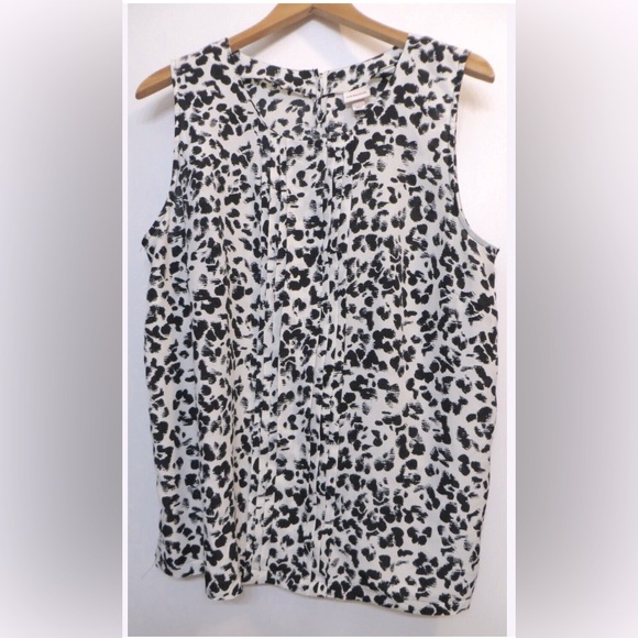 Merona Black and White speckled print Sleeveless Blouse crew neck L 3/$15 - Picture 8 of 8